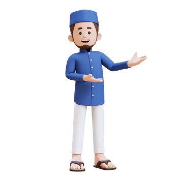 3D Characters of Muslim Man presenting to the left side perfect for banner, web dan marketing material png
