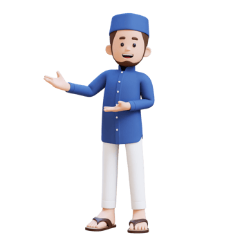 3D Characters of Muslim Man presenting to the right side perfect for banner, web dan marketing material png