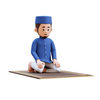 3D Characters of Muslim Man is tahiyat sitting during prayer in ramadan perfect for banner, web dan marketing material png