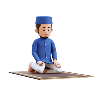 3D Characters of Muslim Man is tahiyat sitting during prayer in ramadan perfect for banner, web dan marketing material png