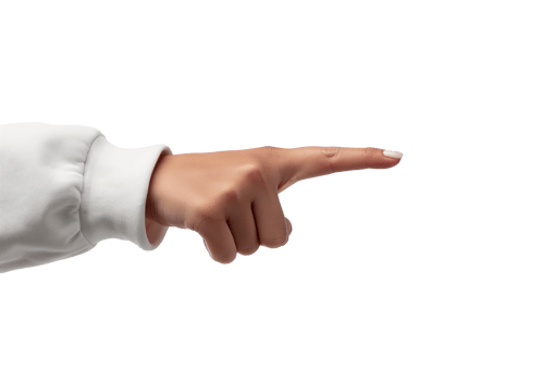 AI generated hand pointing at something on a transparent background png