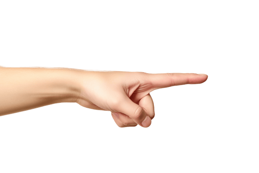 AI generated hand pointing at something on a transparent background png