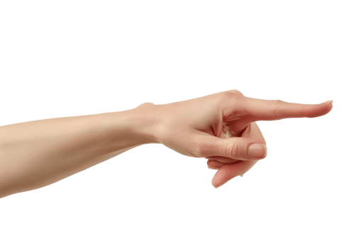 AI generated hand pointing at something on a transparent background png