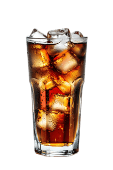 AI generated a glass of cola with ice on a transparent background png