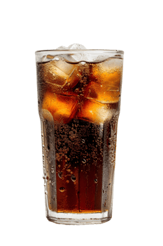 AI generated a glass of cola with ice on a transparent background png
