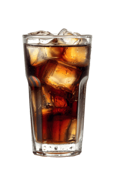 AI generated a glass of cola with ice on a transparent background png