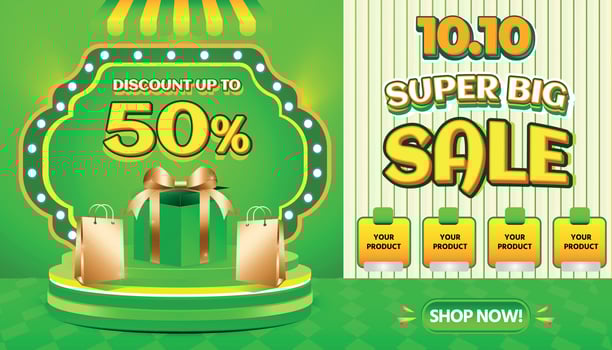 10 10 OCTOBER SUPER BIG SALE LOGO ICON SHAPE BADGE DISCOUNT 50 PERCENT vector