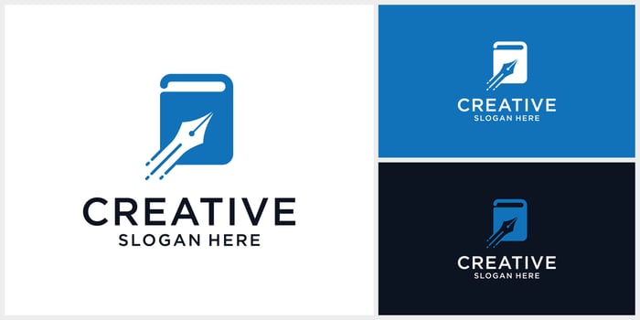 Book and pen education abstract logo vector