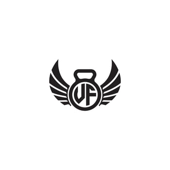 VF fitness GYM and wing initial concept with high quality logo design vector