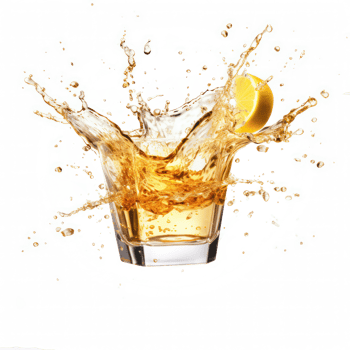 AI generated a glass of whiskey with lemon slice on top png
