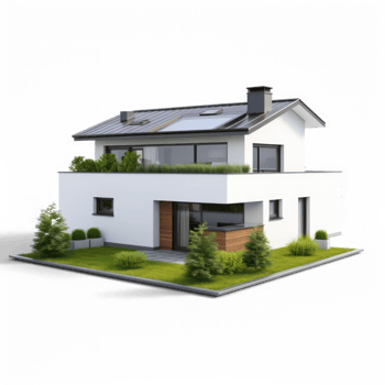 AI generated a modern house with solar panels on the roof png