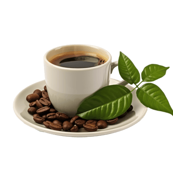 AI generated coffee beans and green leaf png