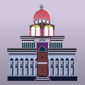 Vector Illustration of Muslim Mosque Building of Islam Religion