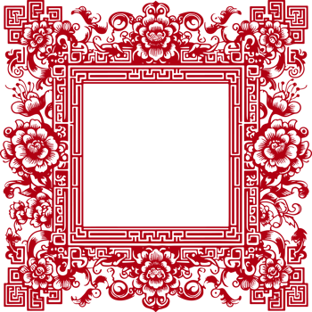 red chinese pattern frame png