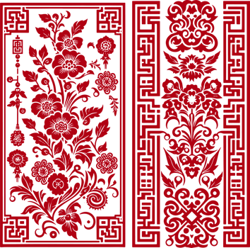 red chinese pattern frame png