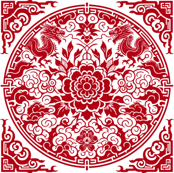 red chinese pattern frame png