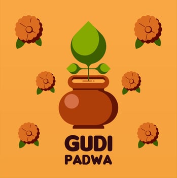 Happy gudi padwa web banner background illustratrion vector