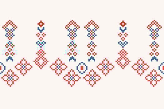 Ethnic geometric fabric pattern Cross Stitch.Ikat embroidery Ethnic oriental Pixel pattern brown cream background. Abstract,vector,illustration. Texture,clothing,frame,motifs,silk wallpaper. vector