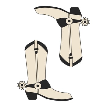Vector boots in cowboy and western style. Simple funny Wild West shoes with ornament for card, print, cowboy party design. Wild West concept