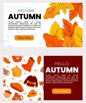 Autumn banners template. Website , brochure, presentation, with hand drawn element vector illustration