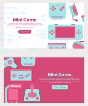 Game play website and landing page banners template. Poster, cover, with hand drawn element vector illustration