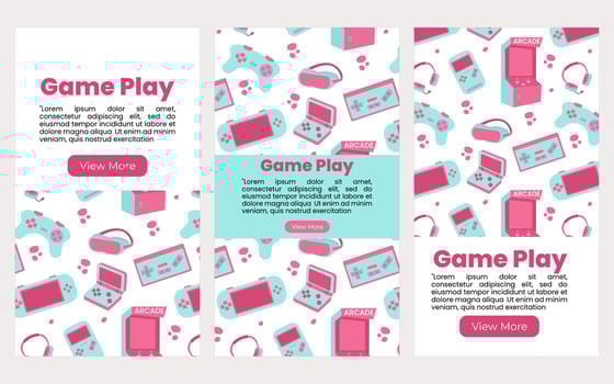 Game play social media banners template. Poster, cover, with hand drawn element vector illustration