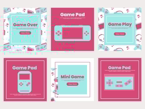 Social media template game banners template. Poster, cover, with hand drawn element vector illustration