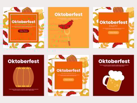 Octoberfest social media banners template. Social media post with hand drawn element vector illustration