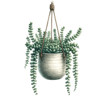 AI generated succulent with a hanging ceramic planter watercolor clipart png
