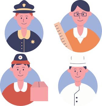 Set of Avatar Profession Icons. Isolated Vector