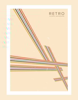 70's abstract Retro Line style aesthetic decoration poster vector