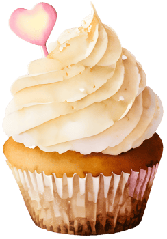 AI generated Watercolor and painting cupcake sweet cream with pink heart topping on transparent. Valentine day holiday concept png