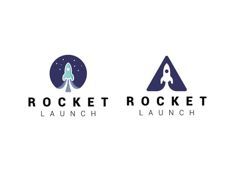 Launching Take Off Rocket Jet Plane Space modern logo word mark logotype design vector