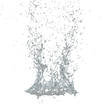 3d clear blue water scattered around, water splash transparent isolated. 3d render illustration png