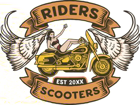 Riders scooter badge logo vector