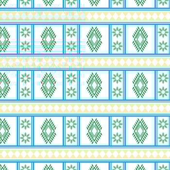 Tribal traditional fabric batik ethnic of ikat floral seamless pattern of green leaves Spring Blossom Vector Design on a white background, Curtain, carpet, wallpaper, clothing, wrapping, Batik, vector