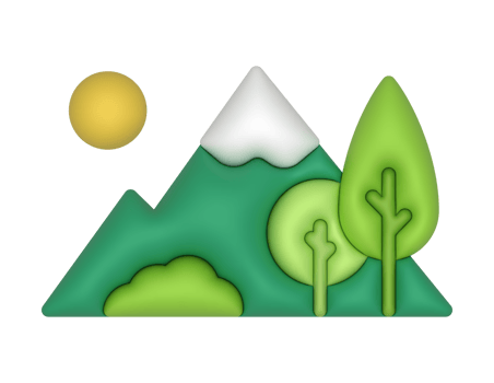 a 3d Mountain And Trees on a transparent background png