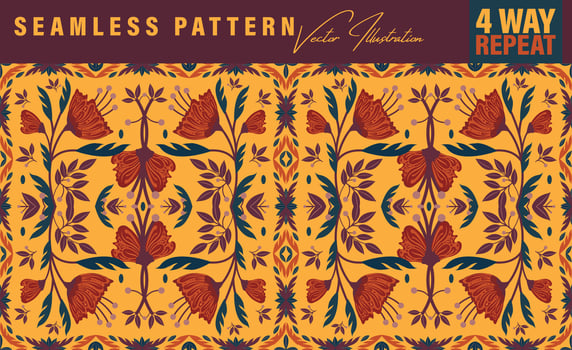 Seamless floral repeat pattern in Spring color palette. Four-way-repeat vintage pattern for fabric, book cover design, wrapping paper, bags, vintage backgrounds etc vector