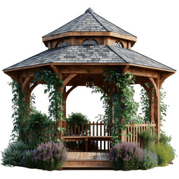 AI generated gazebo isolated on transparent background ,gazebo png ,generative ai
