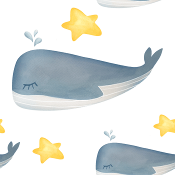 watercolor cute whale seamless pattern. kids room wallpaper. concept of dreams, tenderness, good night, starry sky and fabulous animals. background for fabrics print, baby s textile, wrapping paper png