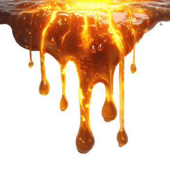 AI generated Hot molten Lava melt isolated on white background ,png liquid magma ,generative ai png