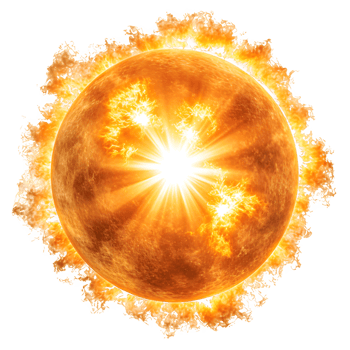 AI generated round sun isolated on transparent background ,generative ai png