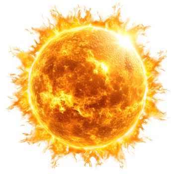 AI generated round sun isolated on transparent background ,generative ai png