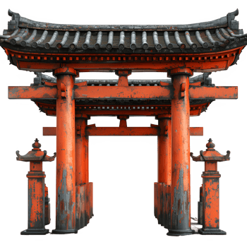 AI generated torii gate isolated on transparent background ,Chinese temple gate, generative ai png