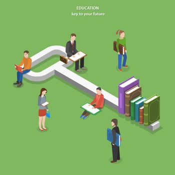Education flat isometric vector concept.