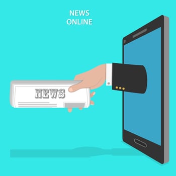 Online news service flat vector concept.