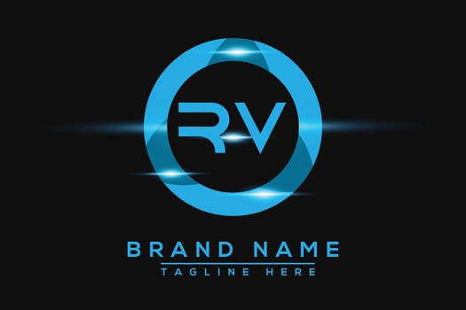 RV Blue logo Design. Vector logo design for business.