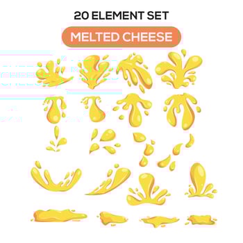 Illustration of melted cheese theme set elements vector