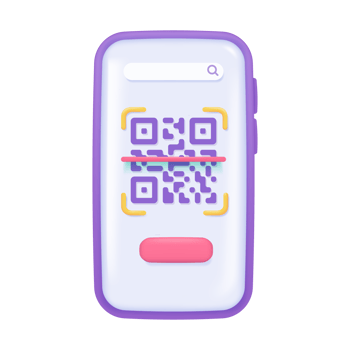 3D QR code on smart phone screen. Scan to pay concept. 3D Illustration. png