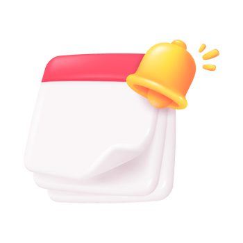3D calendar with golden bells reminding of meeting appointments. png